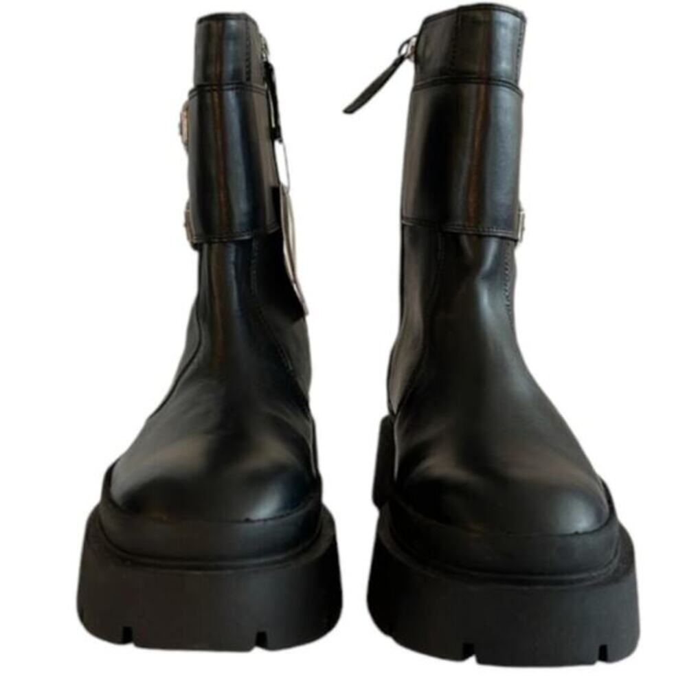 Zara Buckled Moto Goth Streetwear Lug SOLE Contemporary‎ Boots Size 37 US 6.5 - Picture 14 of 16